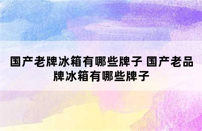 国产老牌冰箱有哪些牌子 国产老品牌冰箱有哪些牌子